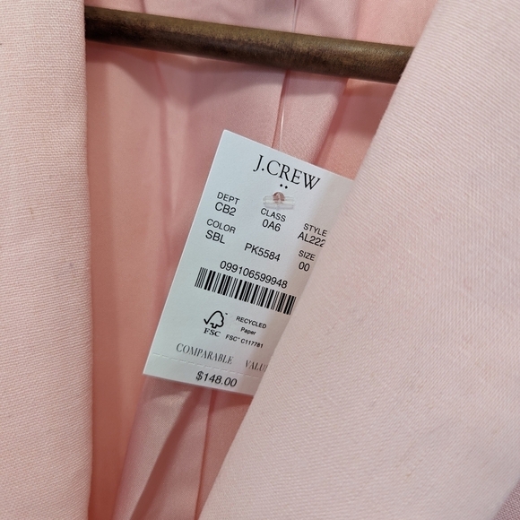 J Crew Blazer Womens 00 2XS XXS Linen Jacket One Button Pastel Summer NEW - Picture 9 of 12
